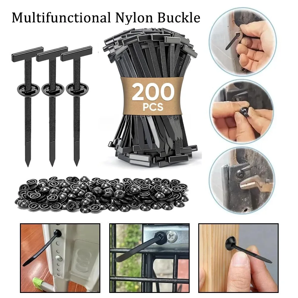 

200pcs Universal Nylon Cable Tie Buckle Binder Plastic Ties Outdoor Resistant Duty Self-Locking Nylon Zip Ties Holder Gadget