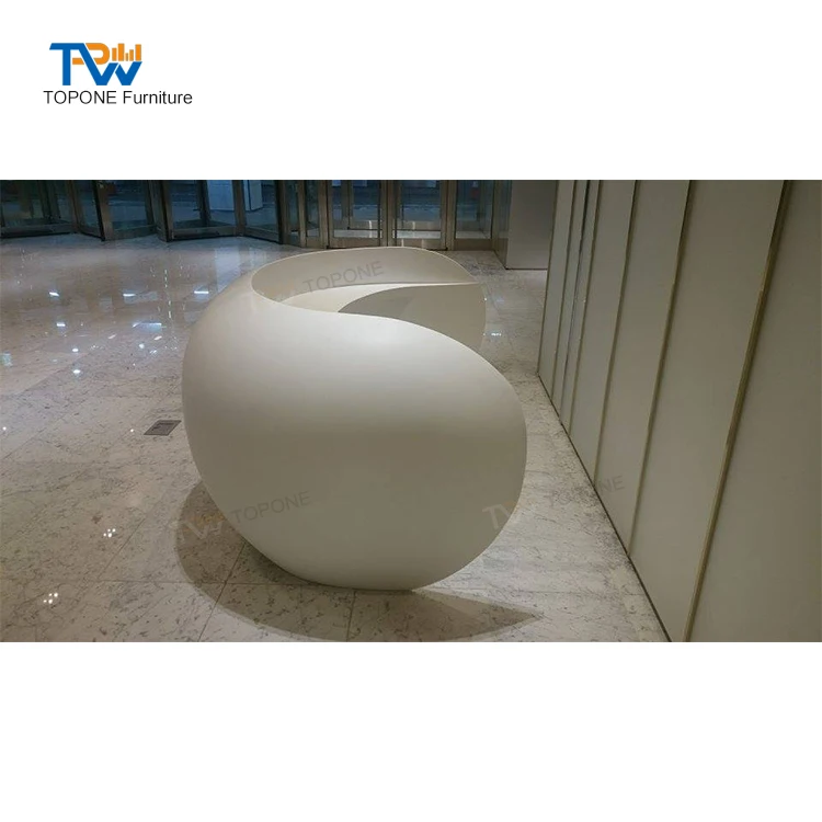 Customized.Bowl Shape White Half Round Design Hotel Salon Modern Front Reception Desk