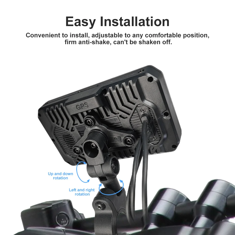 1080P Wireless CarPlay Android Auto 5 Inch Screen TPMS Real Time Tire Pressure DVR Dual camer for Motorcycles GPS Navigation