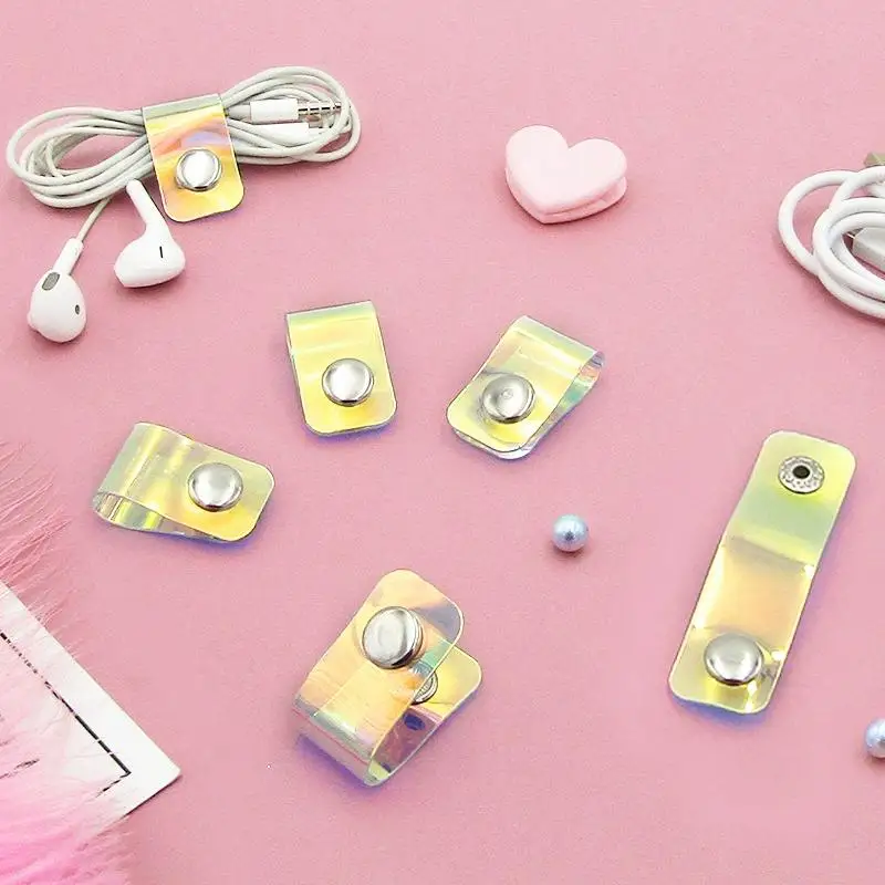 20pcs Laser Transparent Cable Clip Earphone Cord Data Cable Winder Protector Charger Cable Holder Buckles Organizer - view 2