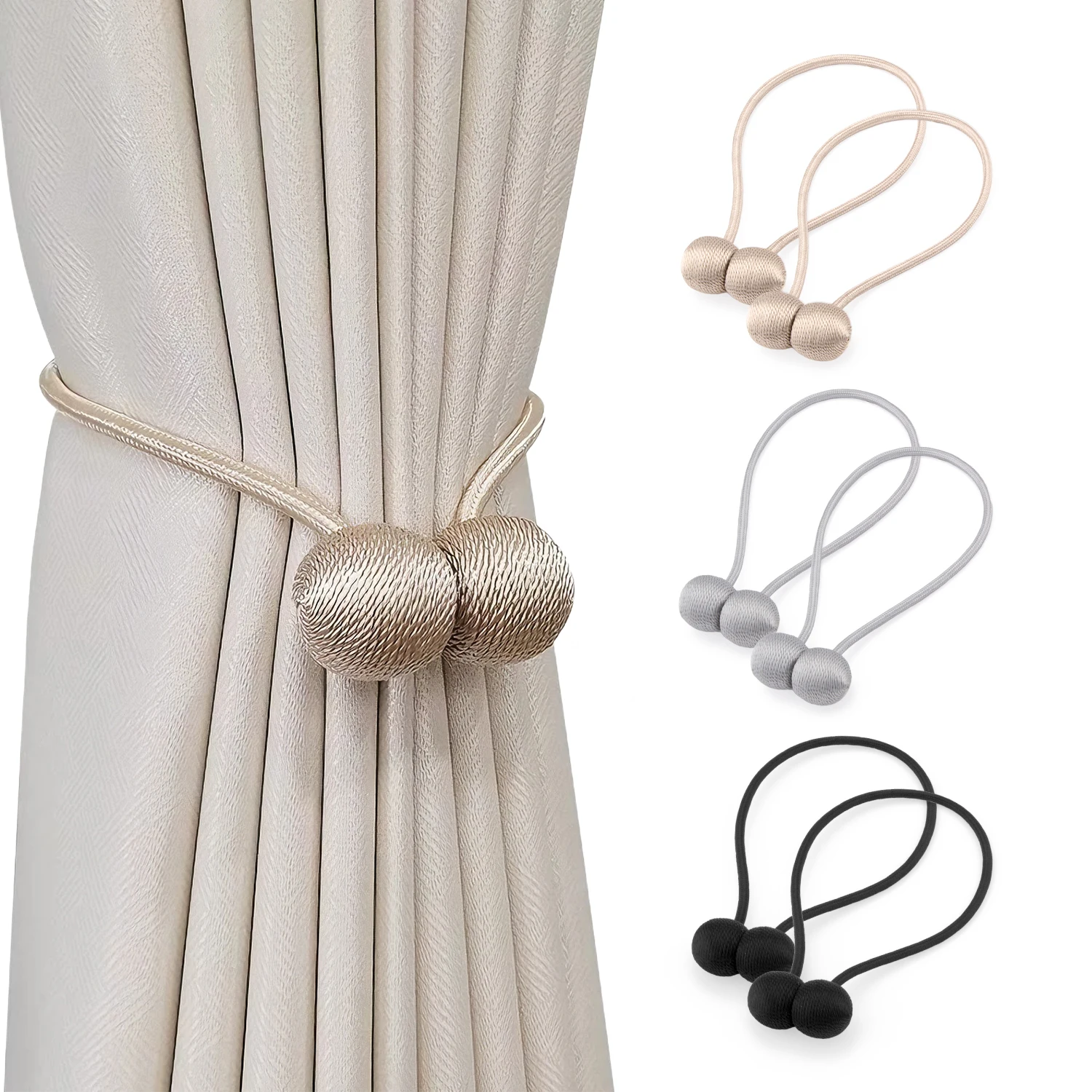 1/2 PCS Magnetic Window Curtains Tieback Holder Lounge Curtain Clip Rope Buckles For Bedroom Living Room Drape Solid Home Decor