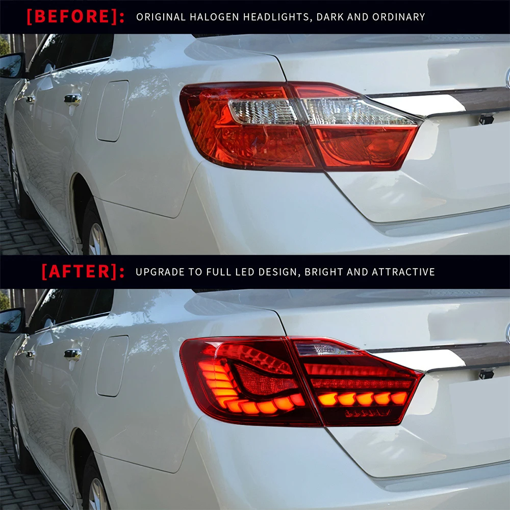 For  Suitable for 2012-2014 Toyota Camry taillight assembly retrofit with full LED Archaic red cool headlights