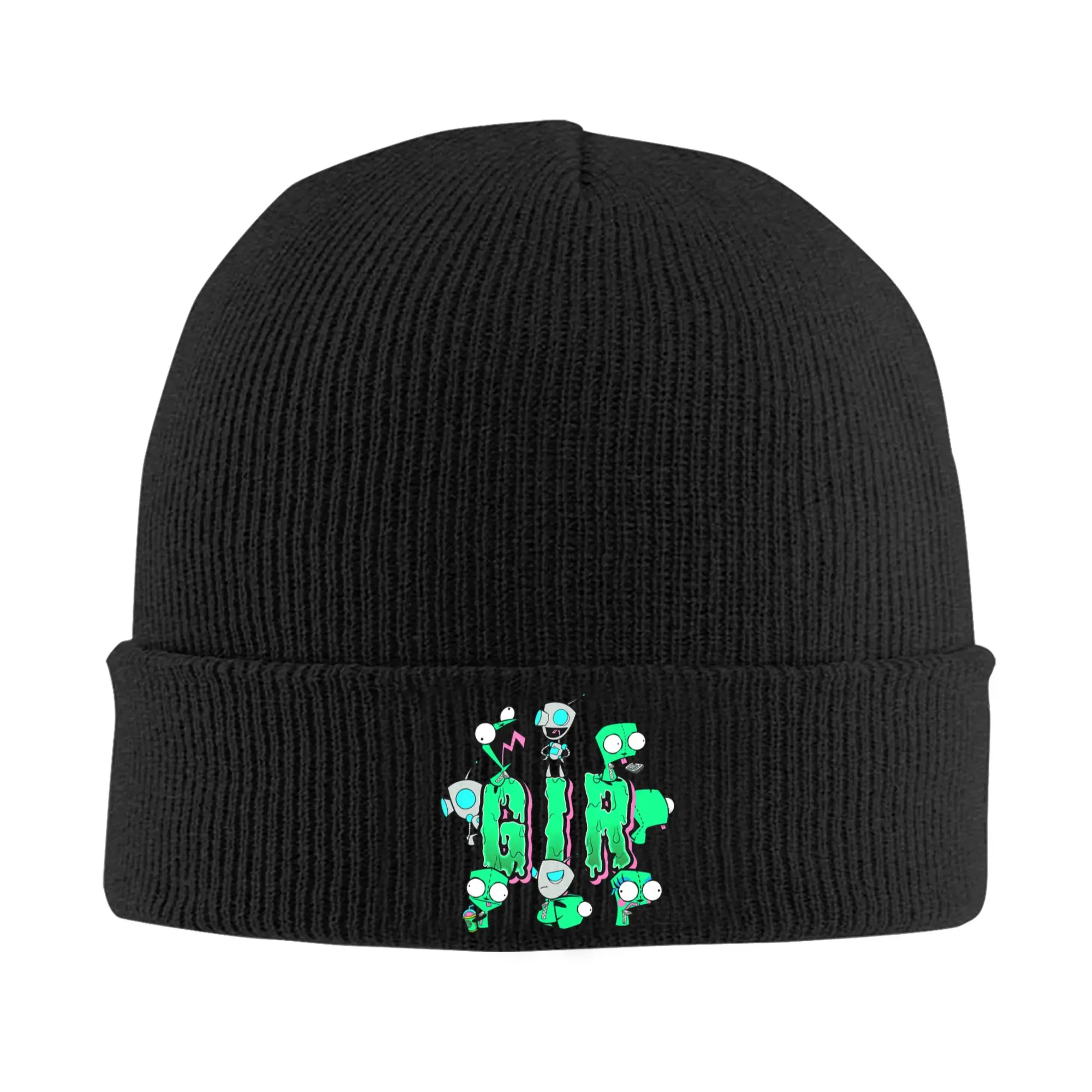 Cartoon Invaders Zim Gir Knitted Hat Women's Men's Skullies Beanies Autumn Winter Hats  Warm Caps