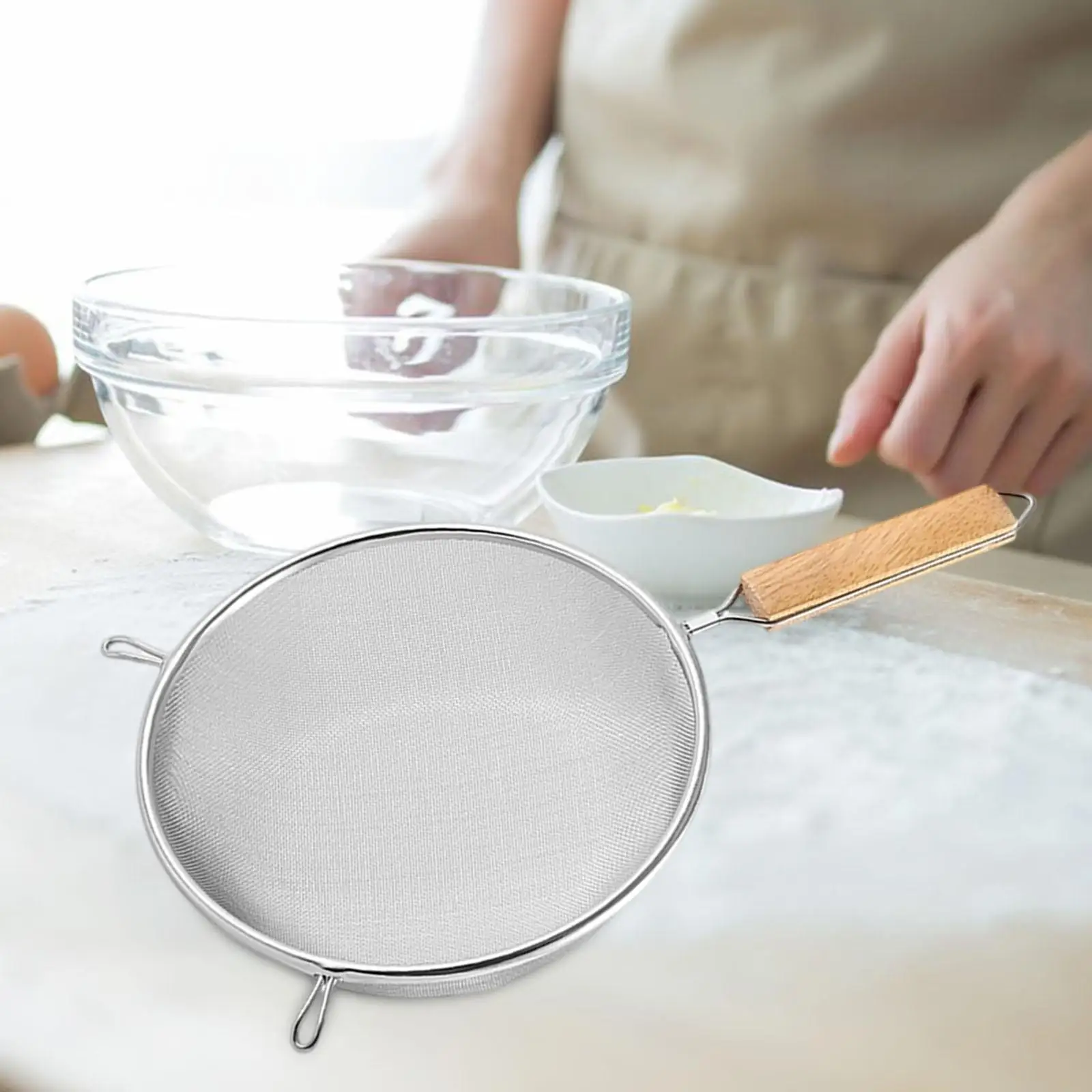 Fine Mesh Strainer Sifter with Handle Multipurpose Comfortable Soya Milk Filter for Pasta Foam Coffee Grounds Juice Draining