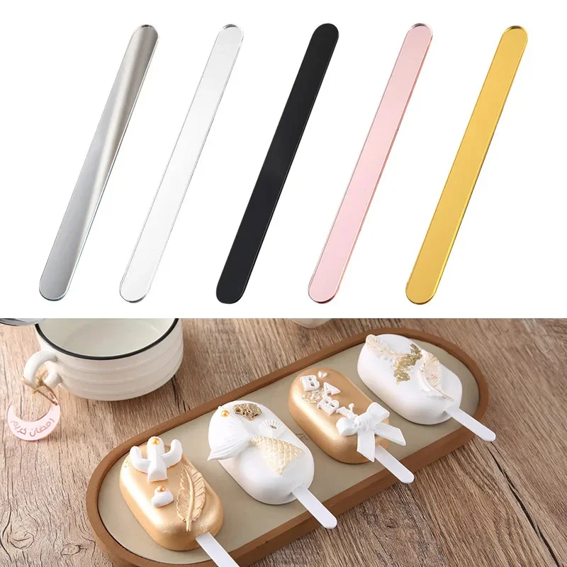 

50Pcs Children DIY Ice Cream Stick Reusable Acrylic Mirror Cake Lolly Ice Cream Popsicle Sticks Dessert Cake Ice Cream Tools