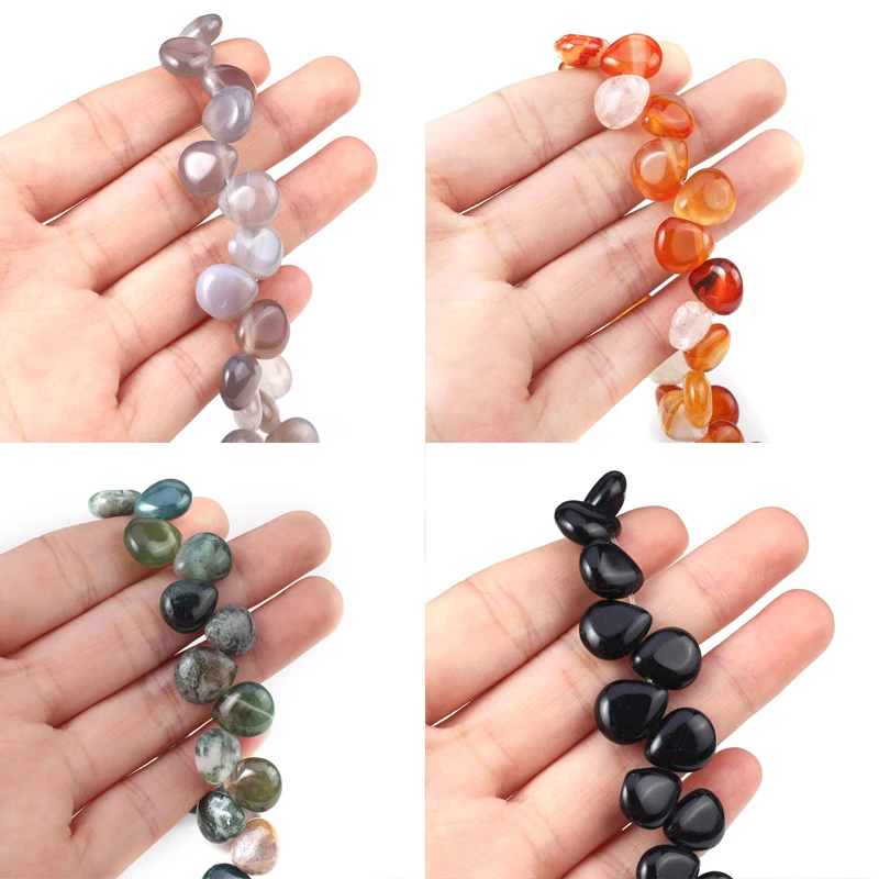Natural Colored Agate Water Droplet Shaped Side Hole Bead Jewelry Making DIY Necklace Bracelet Accessories Gift