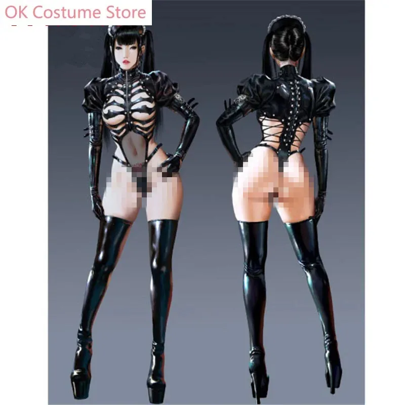 CyDark Dynasty Skeletal Maid Cosplay Woman Sexy Jumpsuits Leather Suit Halloween Sexy Cosplay Costume