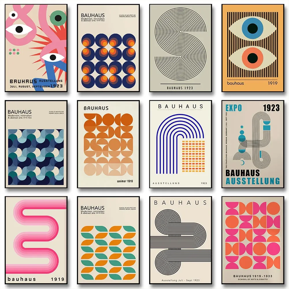 

Modernist Bauhaus Geometric Canvas Poster Living Room Wall Art Retro Prints Mid Century Home Decorative Wall Art Painting