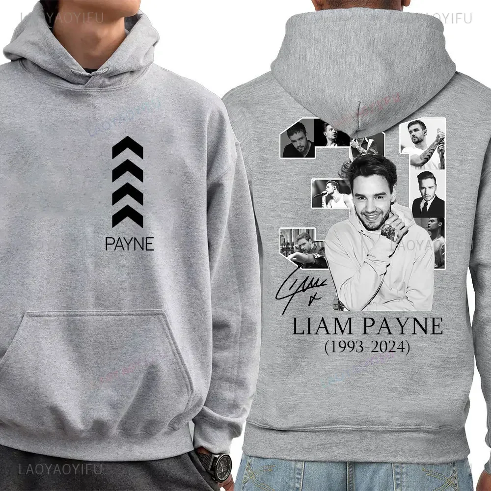 Liam Payne „In Our Hearts, You Will Always Warm Doppelseitig bedruckte Herren-Kapuzenpullover im Herbst Winter Eine Hommage an Liam Payne Hoody