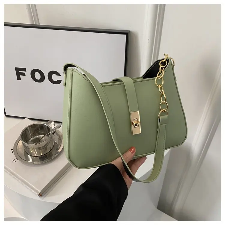 2024 Spring/Summer New Chain Retro Handheld Small Square Bag Single Shoulder Crossbody Bag Solid Color Bag