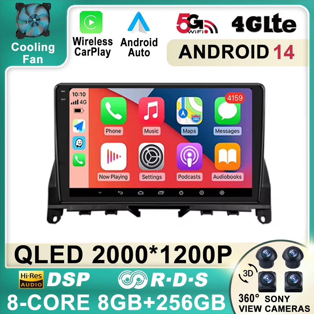 

Беспроводная Автомагнитола Carplay на Android 14 для Mercedes Benz C Class 3 W204 S204 2006 2007 2008-2011, мультимедийный GPS Авторадио