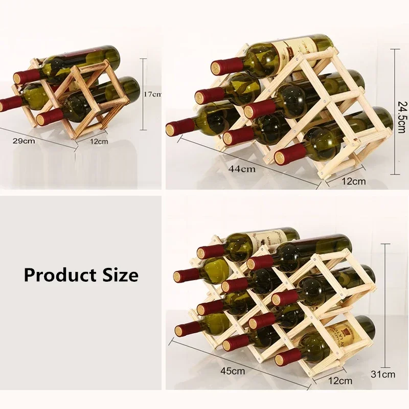 Collapsible Wooden Wine Racks Bottle Cabinet Stand Holders Wood Shelf Organizer Storage for Retro Display Cabinet view 5