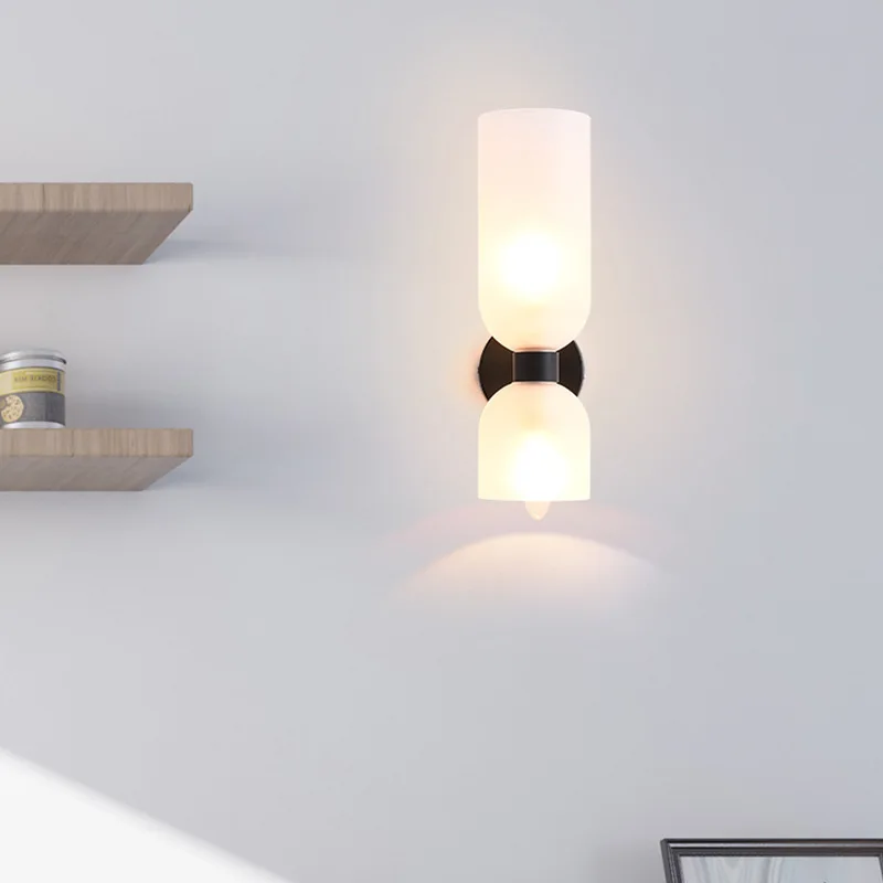 Modern Creative Up Down Illuminated Dual Head LED Wall Lamp Living Room Background Wall Bedroom Study Aisle Decor Light Fixtures