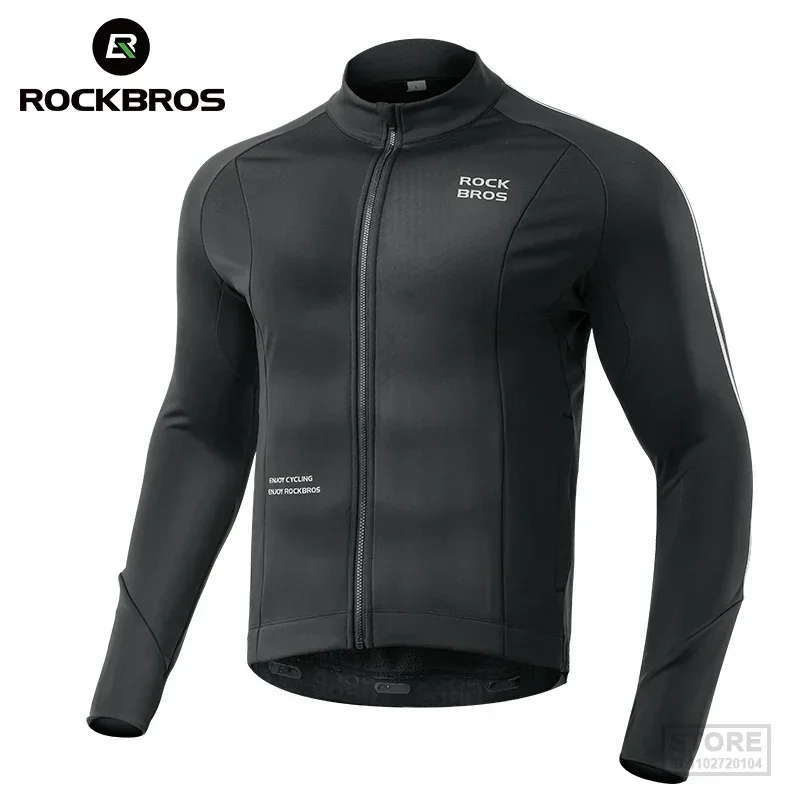 ROCKBROS Fleece Cycling Jersey Winter Long Sleeve MTB Viking Clothing Autumn Mountain Road Bicycle Top Jacket Windproof Clothes