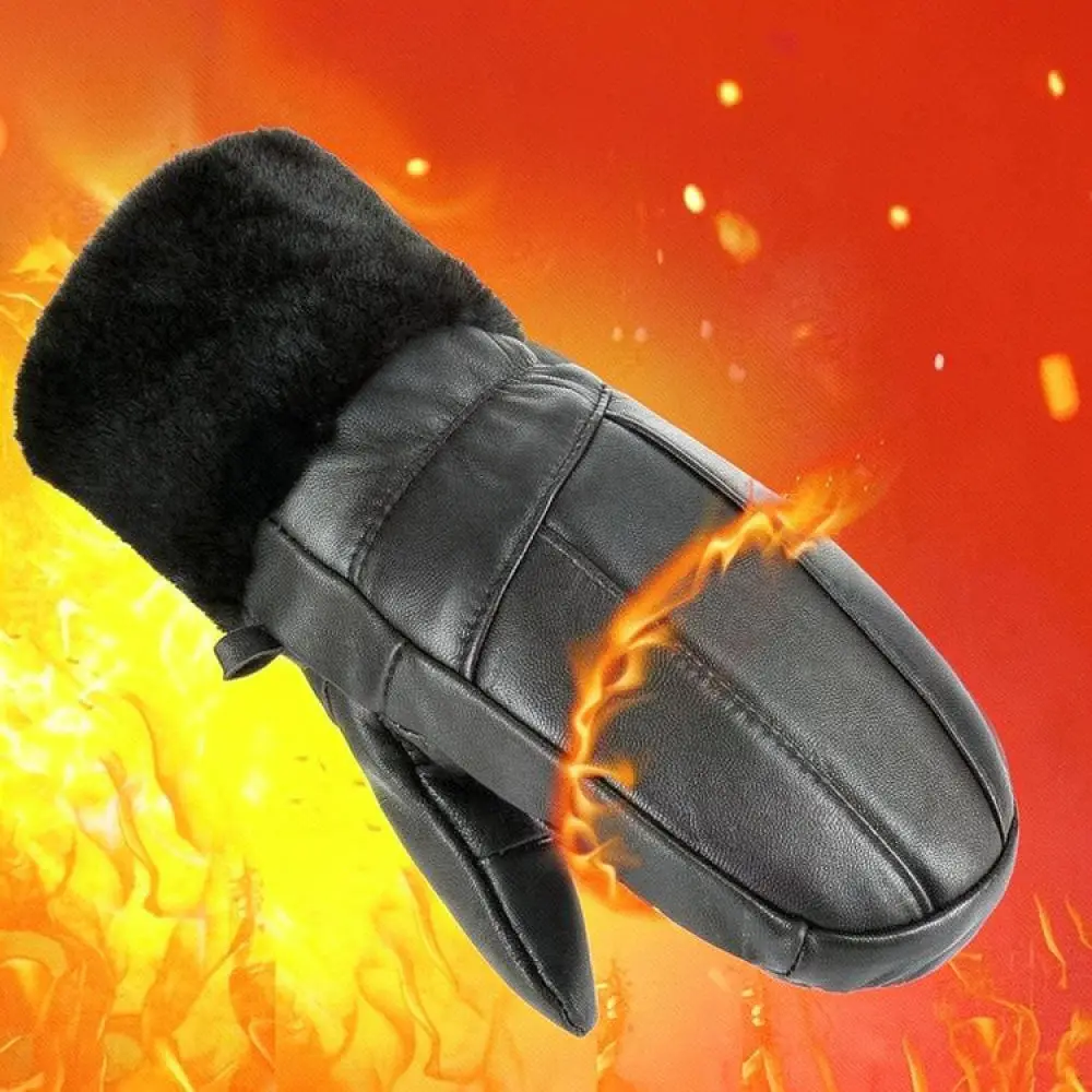 Winter Thermal Mittens Real Leather For Xuesimeng Windproof Thickened Gloves Anti Slip Outdoor Cycling Motorbike Accessory