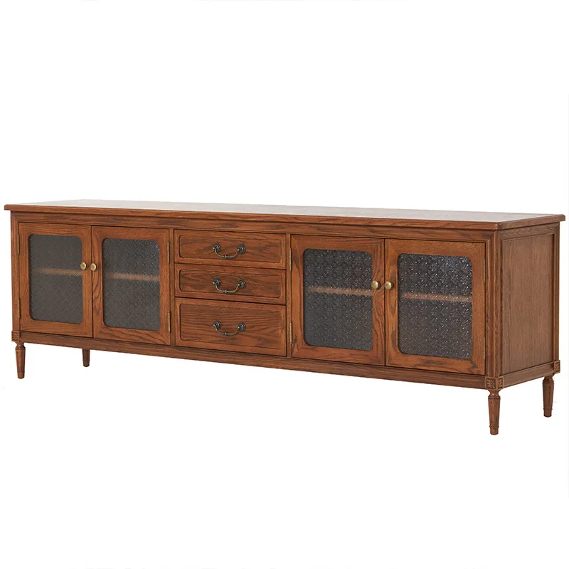 retro living room wall-mounted floor-to-ceiling audio and video cabinet, all solid wood cabinet, locker, video cabinet