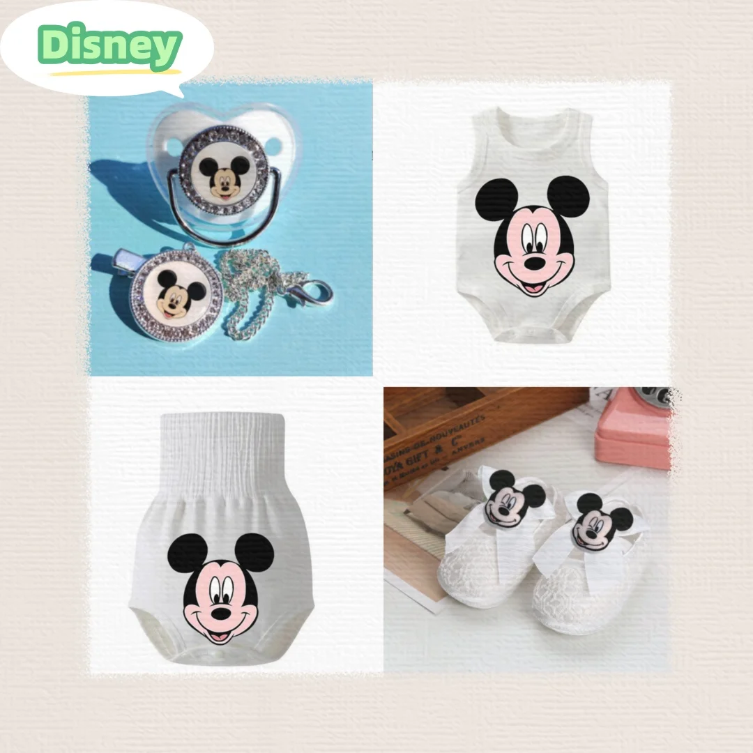 Mickey Mouse Luxury Baby Set Pacifier Prince Triangle crawl suit hat Newborn headband Shoe holder Baby nipples Baby teeth Free