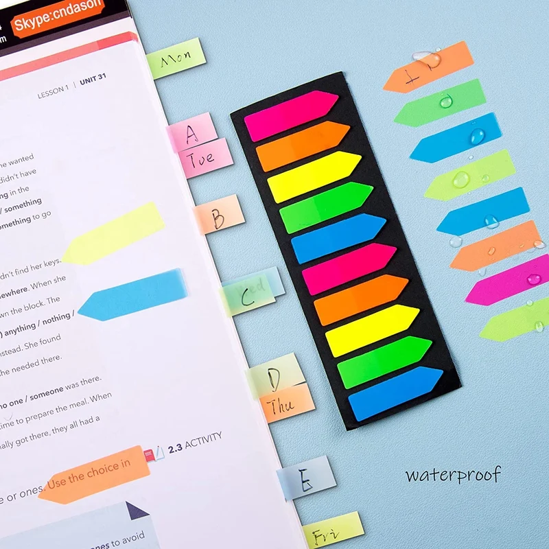 Drapeaux Fluorescents Translucides, Marqueurs de Sensation de Page