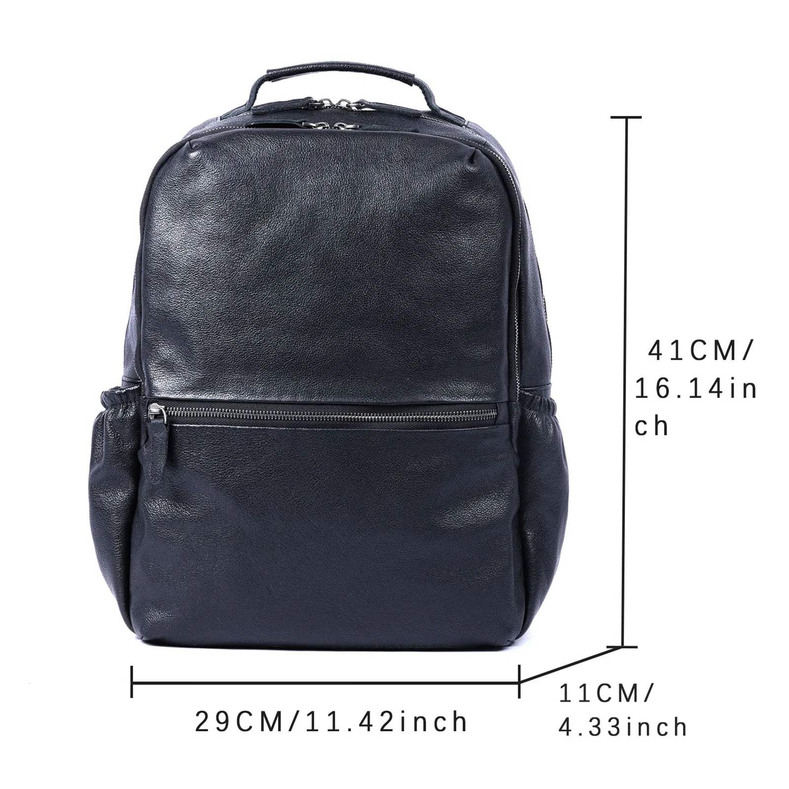 Lässiger Echtleder-Rucksack für Herren, Laptop-Tasche für Männer, Reisetasche aus hochwertigem Rindsleder, modischer Preppy-Stil. – Detail 3