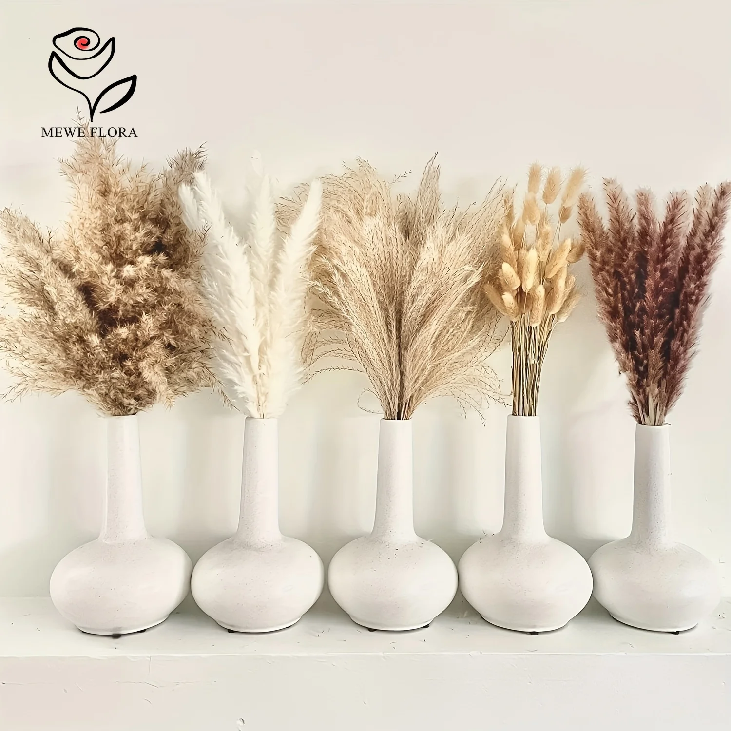 102 قطعة الزهور المجففة رقيق Pampas أرنب ذيول باقة بوهو غرفة المعيشة المنزلي زهرية ديكور زهرة اصطناعية تحف الزفاف #3