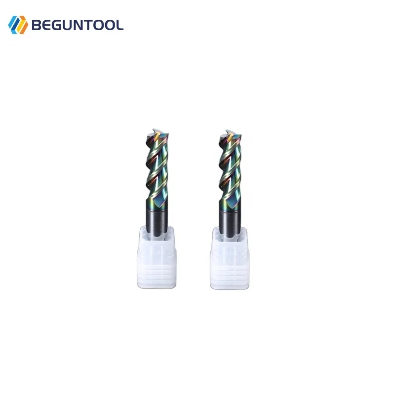 Colorful Milling Cutter Aluminum End Mill Carbide Steel Milling Tools CNC Machine 3 Flutes Color Coating Aluminum End Mill