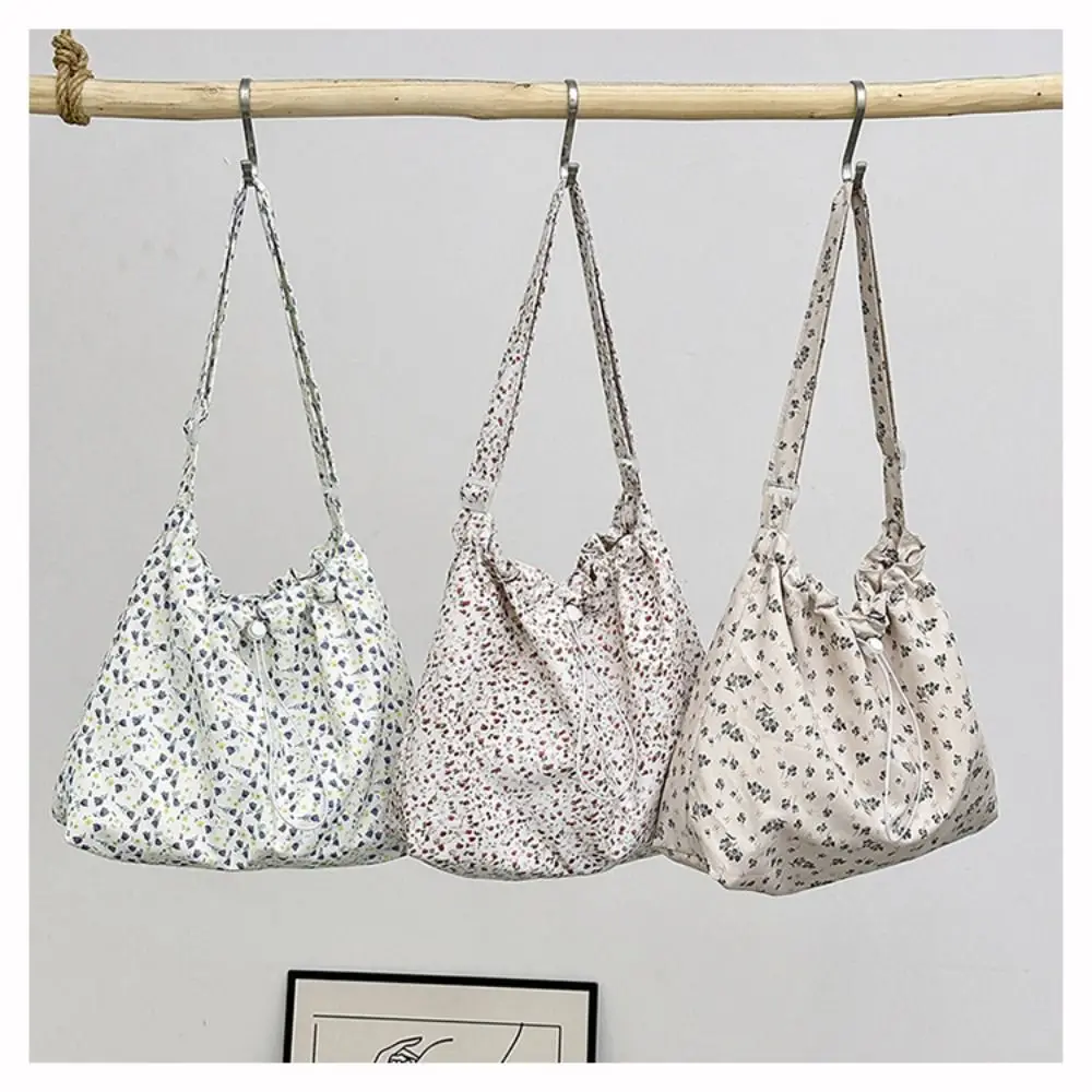 

Creative Flower Floral Printing Canvas Bag Reusable Simple Versatile Underarm Handbag Large capacity Tote Bags