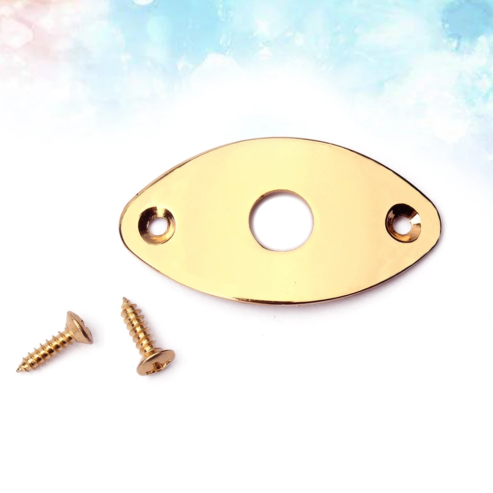 

Oval Metal Pickup Output Input Socket For Electric Guitar Bass Golden Color Durable Iron Copper Material Glossy Surface Easy