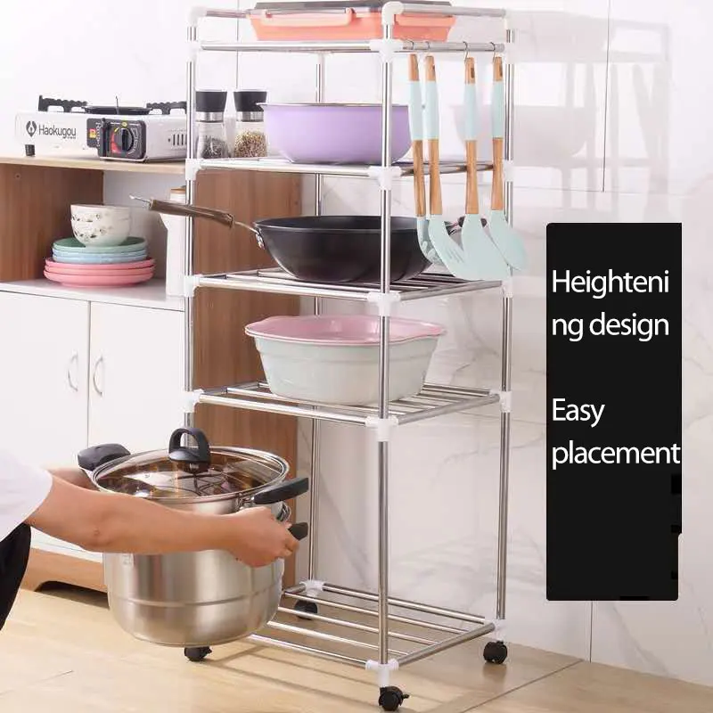 Adjustable Kitchen Tableware Pot Shelves With Hook Microwave Oven Shelf Detachable Rack Home Bathroom Storage Holder Shoes Rack