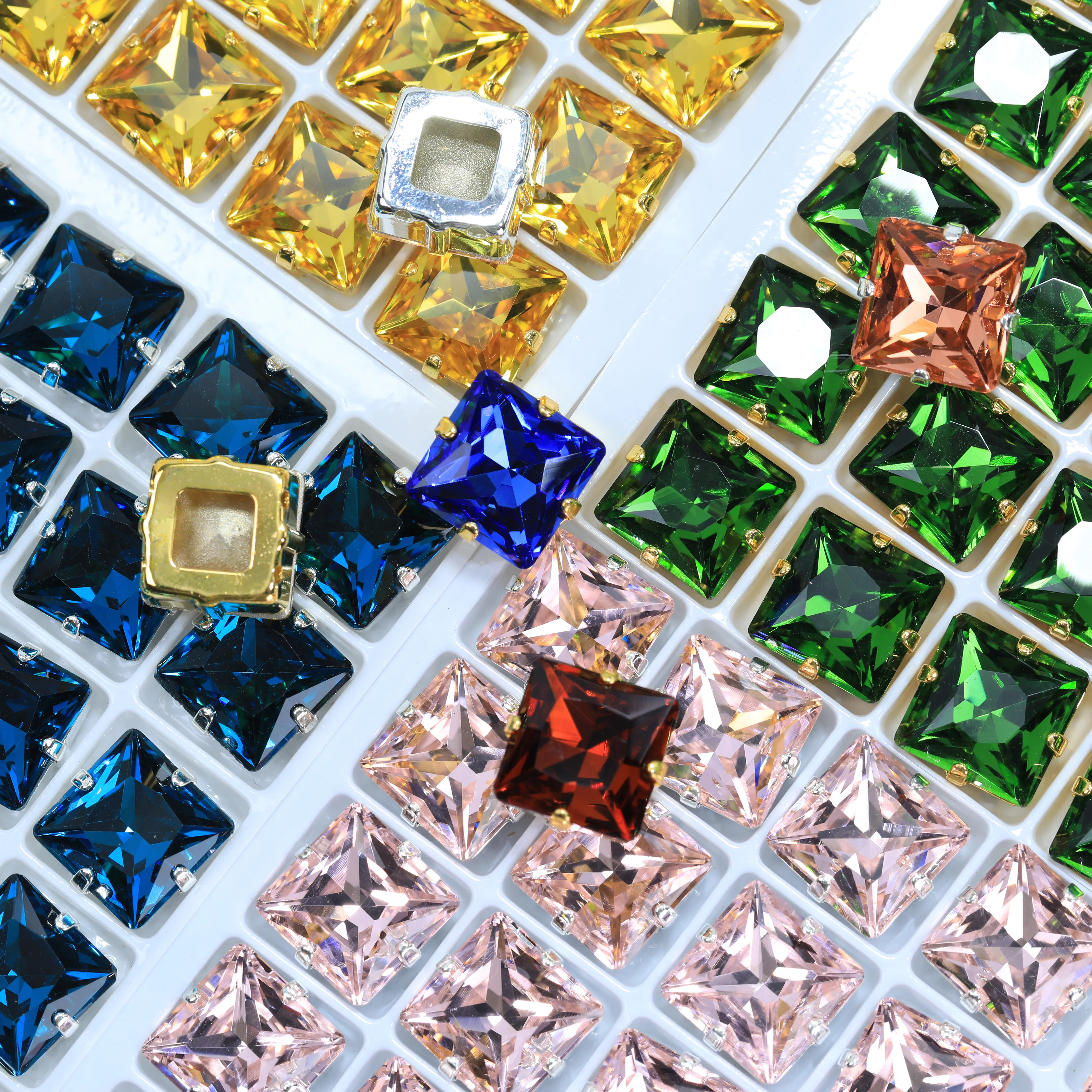 Princes Square Fancy Stone Claw-Set Rhinestones Normal Color for DIY Sewing Craft Clothing Decoration Craft Making Shoes Bag