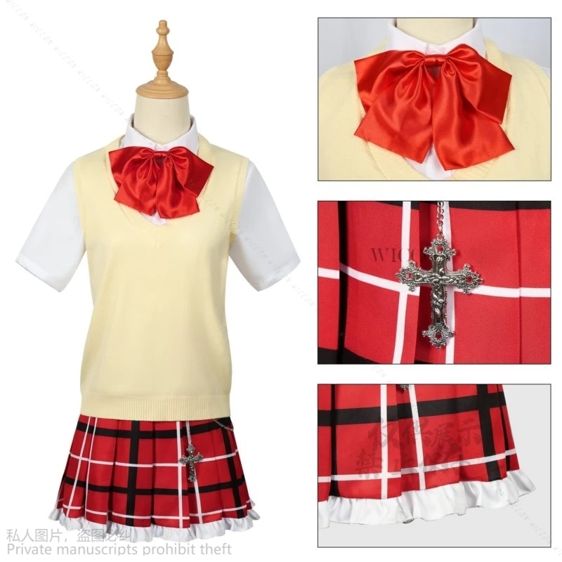 Anime Takanashi Rikka JK Uniform School Girls Chunibyo Other Delusions Dress For Women Girls Lolita Jk Cosplay Short Hair Wigs