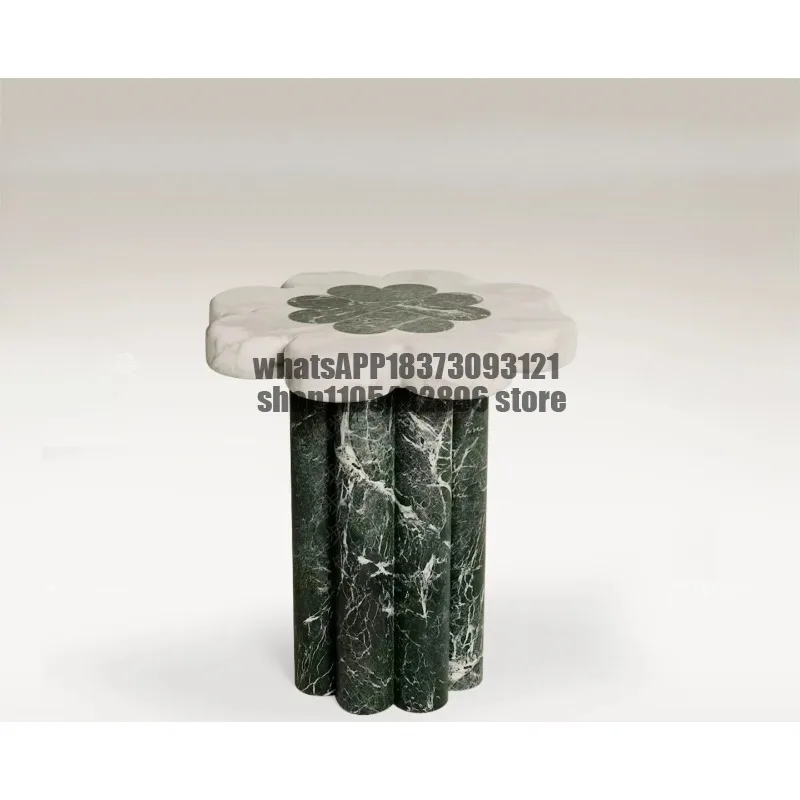 Italian light luxury natural marble edge flower shape living room corner modern simple small coffee table villa high-end