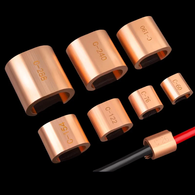 C-SHAPE Copper Crimpit Connector, C-Tap Electrical Terminal, CCT-240-365, Wire Crimp Connector, C-Type Copper Tap, Crimp Termi