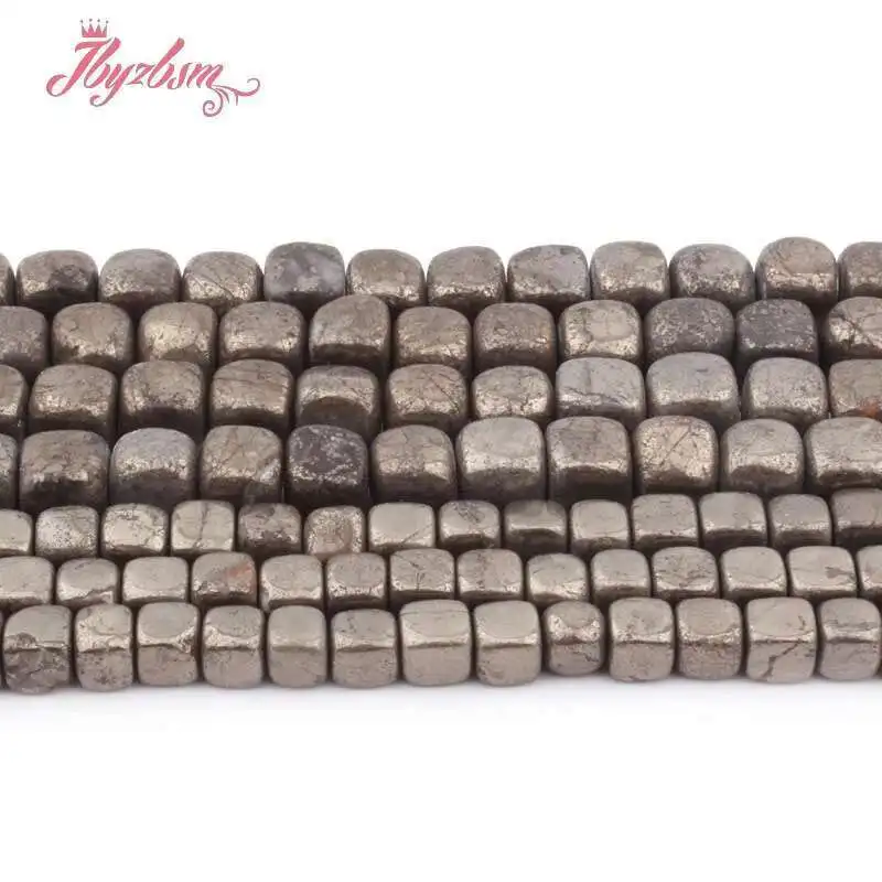6-7,7-8mm Natural Pyrite Silvers Gray Rectangle Loose Beads Stone Beads For DIY Necklace Bracelets Jewelry Making Strand 15\