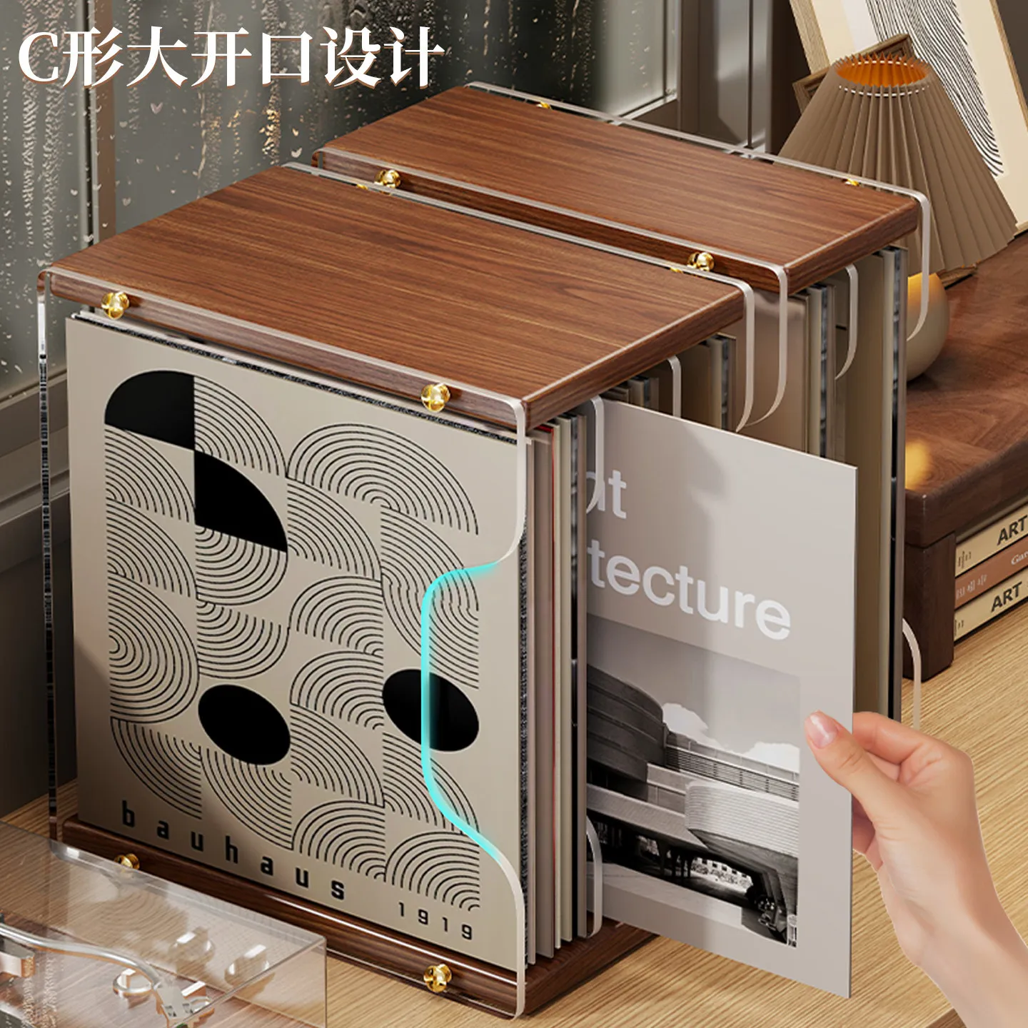 HYS large size vinyl record display rack, disc storage rack on table, disc storage rack, album collection rack