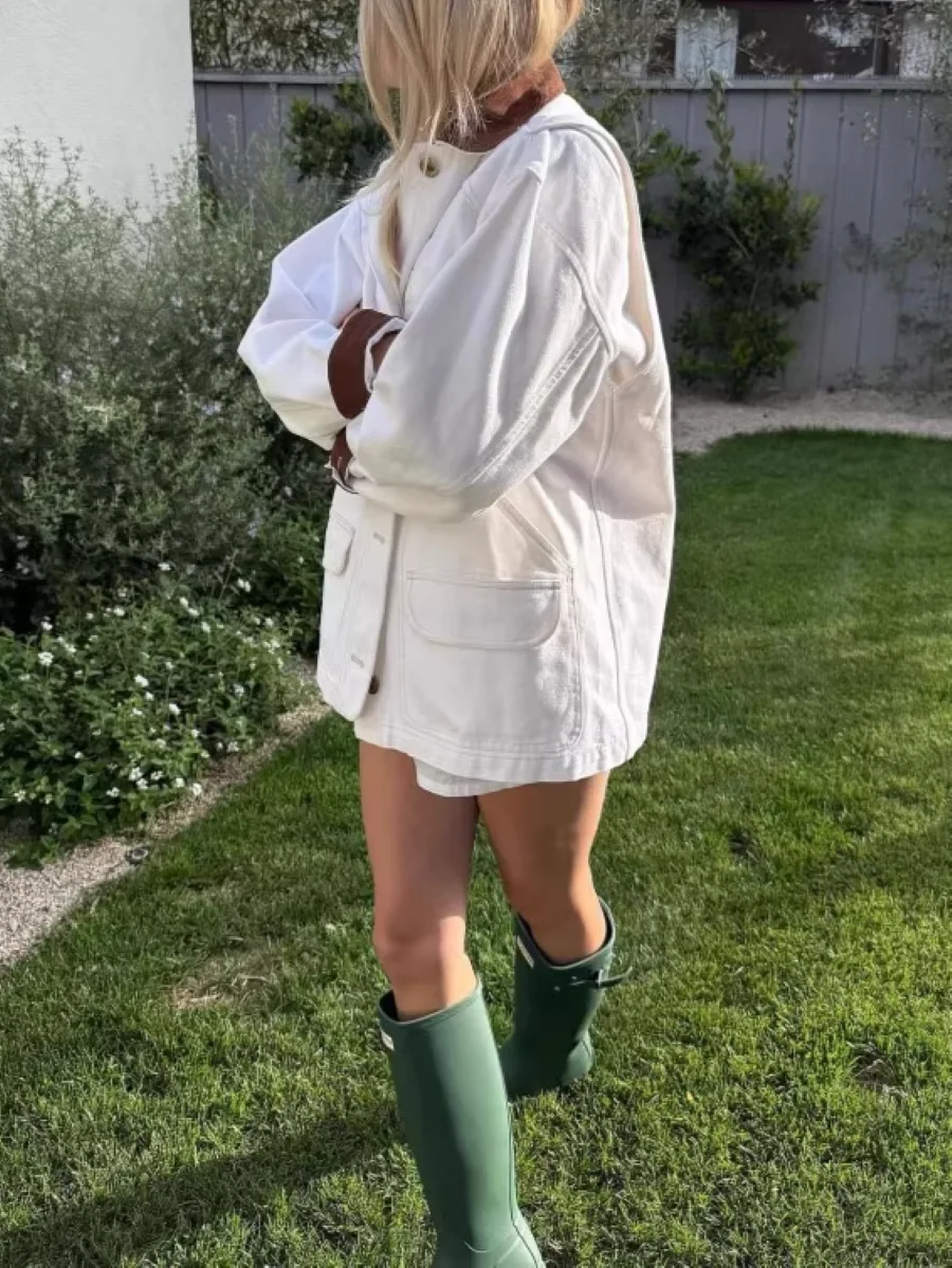 

Corduroy Spliced Women's 100% Cotton Jacket Autumn Winter Turn-down Collar Long Sleeve Single Breasted Fashion Vintage Coat