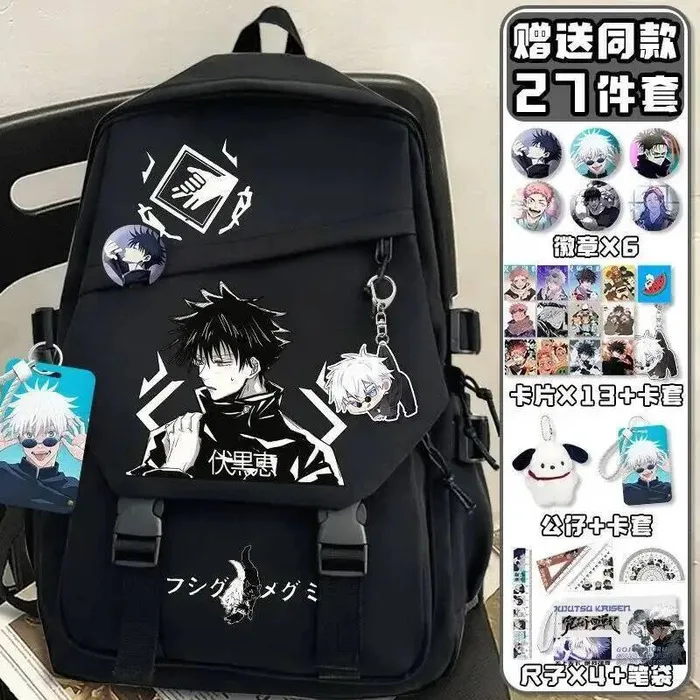 

Black White Jujutsu Kaisen Student Teens School Bags Large Capacity Mochilas Backpacks For Anime Game