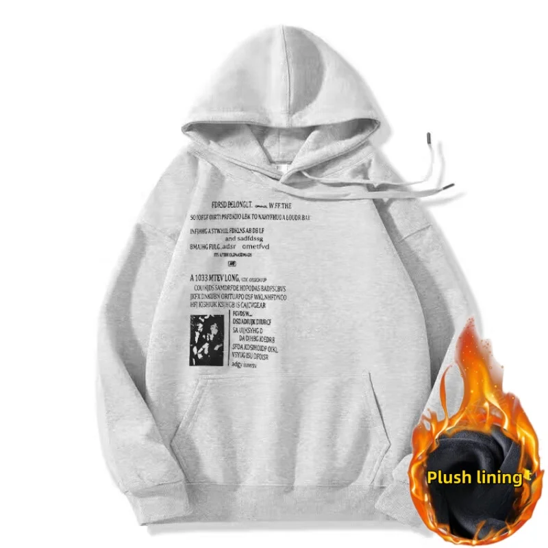 

American Plush Women's Sweatshirt Print Hoodies Aesthetic Graphic Hooded Sweatshirts Oversized Hip Hop Long Sleeve Hoodie Women