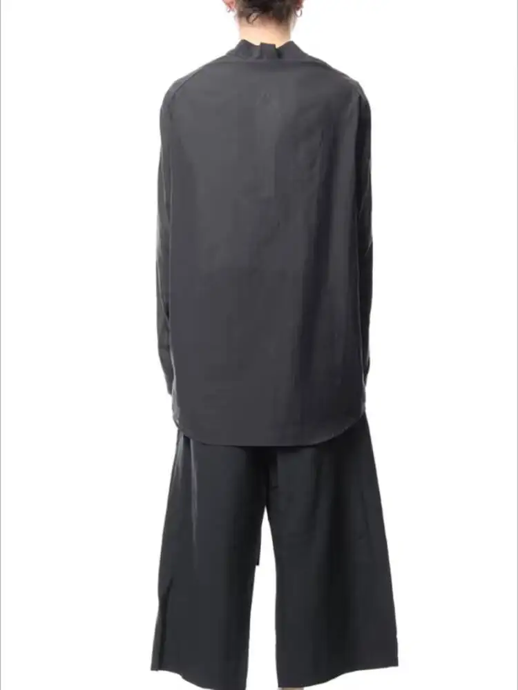 Spring/Summer Men Loose Pants Wide Leg Design Pants Black Straight Leg Pants Water Sleeve Laid Pants