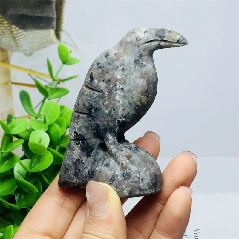 Natural Yooperlite Crow Skull Carved Mineral Sculpted Reiki Healing Gemstone Crystal Crafts For Art Collection Gift 1PCS