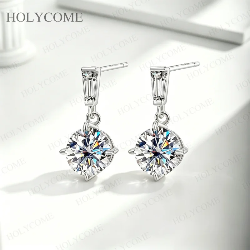 

2ct True Teal Moissanite Drop Earrings with Certificate 925 Sterling Silver Passed Diamond Test Women Jewelry Gift Anniversary
