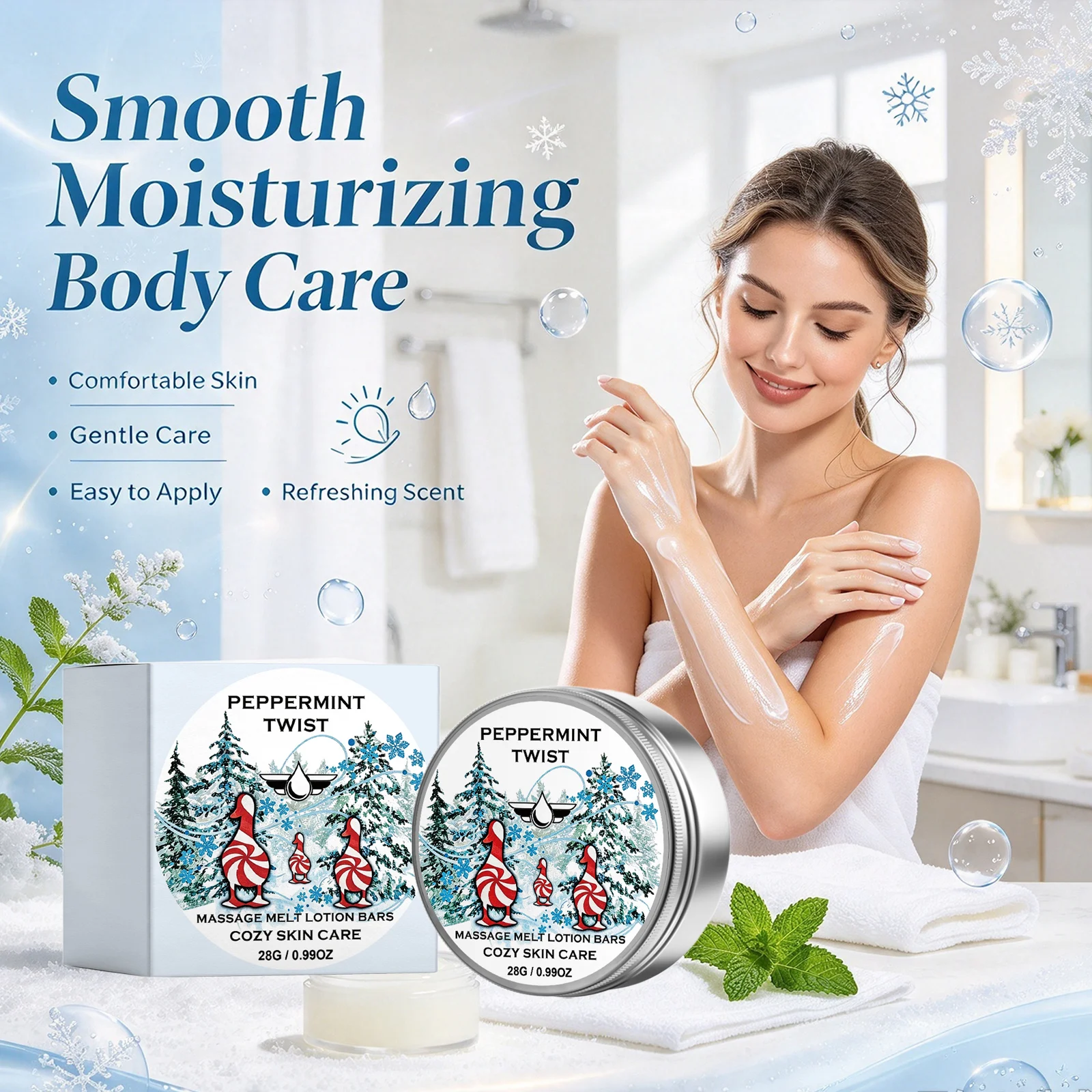 Christmas Massage Melt Lotion Bars Repair Damaged Skin Soothing Tight Dry Skin Reduce Fine Lines Long-Lasting Moisturizing Cream