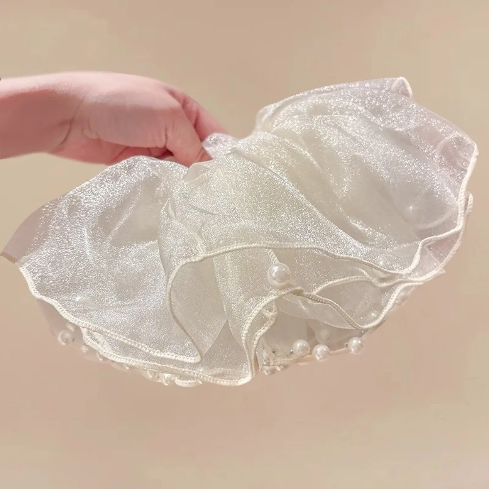 

Pearl Large Organza Scrunchies Elastic Hair Bands Oversize Chiffon Scrunchies Hair Ties Gentle Women Girls Hair Accessories