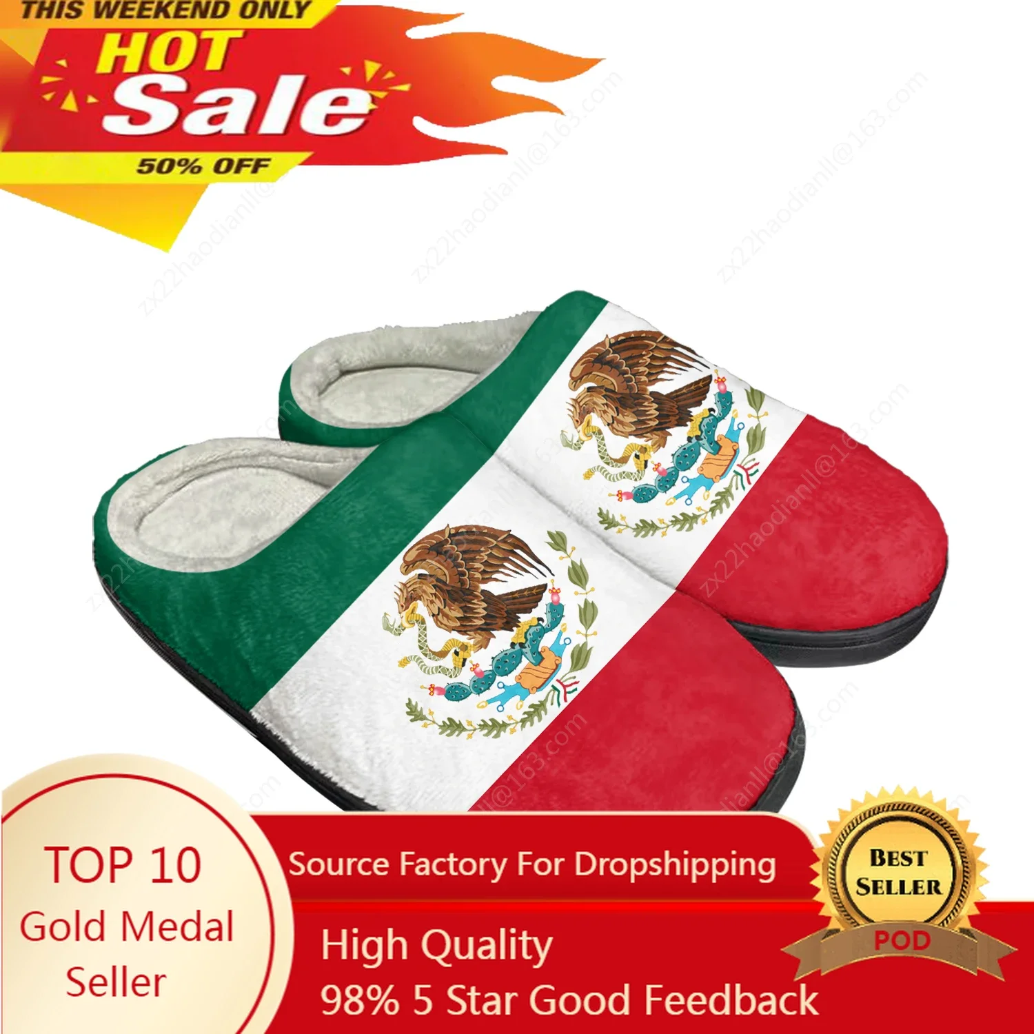 

mexican Flag Home Cotton Custom Slippers Mens Womens Sandals mexico Plush Bedroom Casual Keep Warm Shoes Thermal Slipper