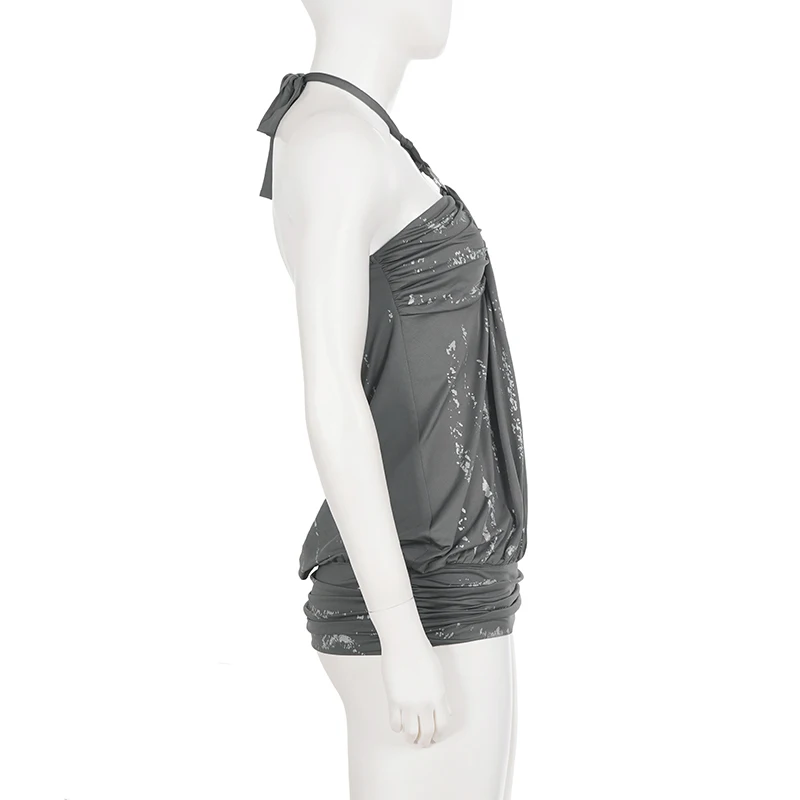 SUCHCUTE Vintage O-Ring Halter Tube Top für Damen, ärmelloses, schmales Cami-Top im Y2K-Stil für Club, Party, Streetwear, schicke Weste – Detail 5