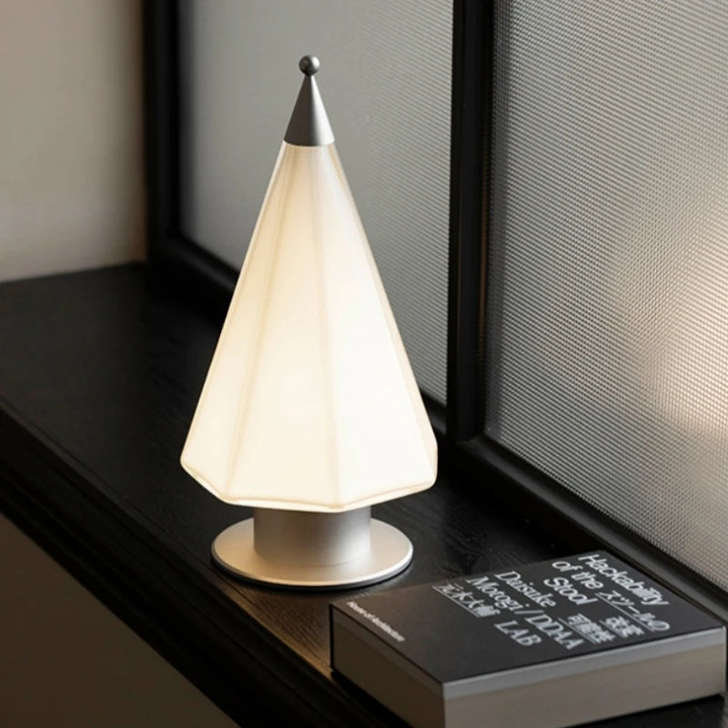 Children Led Christmas Tree Figures Touch Switch USB Rechargeable Wireless Table Lamp Aluminum Glass Light Bedside Light Decro