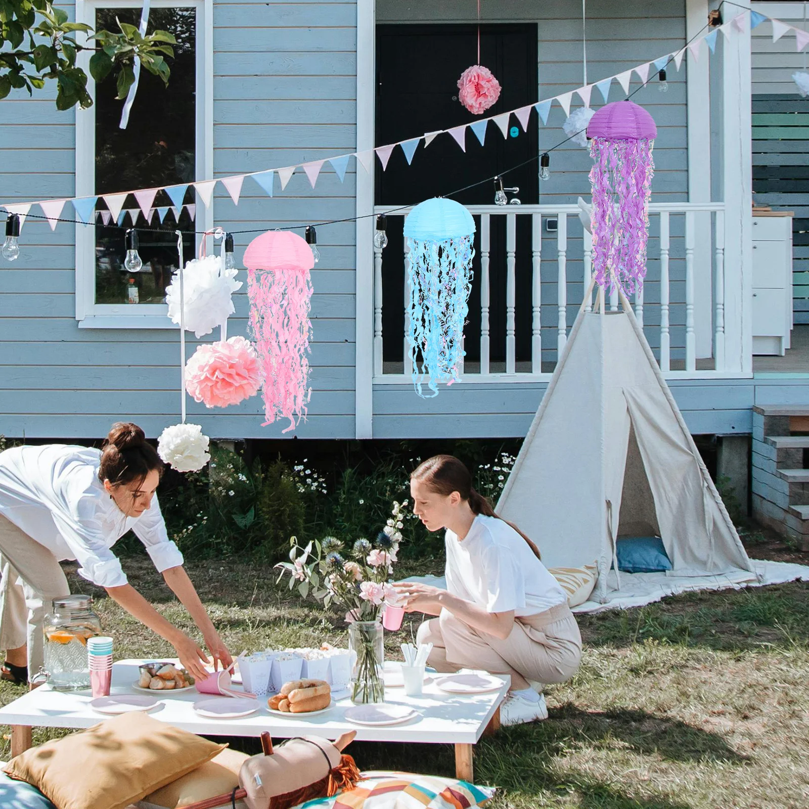 

3Pcs Jellyfish Paper Lanterns Hanging Ocean Themed Party Decorations Birthday Wedding Jellyfish Hanging Ornaments