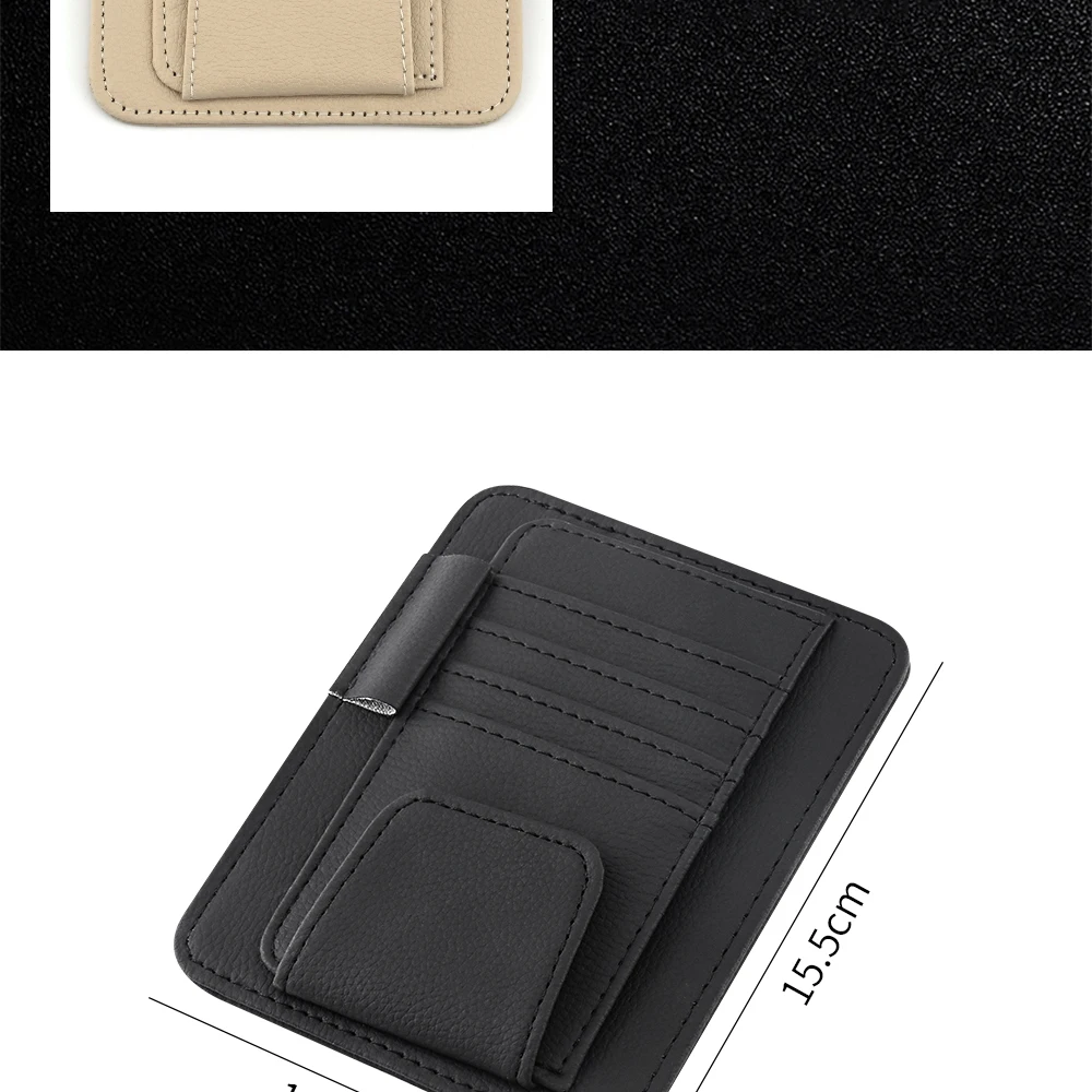 JFBONIN Auto-Sonnenblenden-Organizer mit Mehrfach-Taschen, Visitenkarten-Aufbewahrung, Sonnenbrillenhalter, Sonnenblenden-Zubehör für den Autoinnenraum – Detail 7