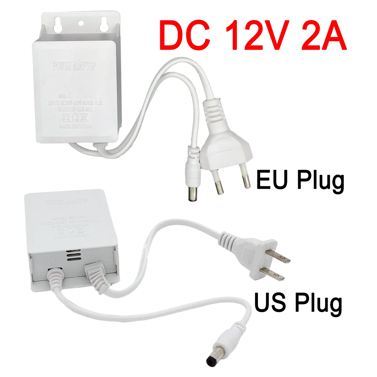DC 12V Power Adapter Outdoor Waterproof EU/US Plug AC 100-240V Input Supply Charger Universal Adapter for Camera DVR LED Robot