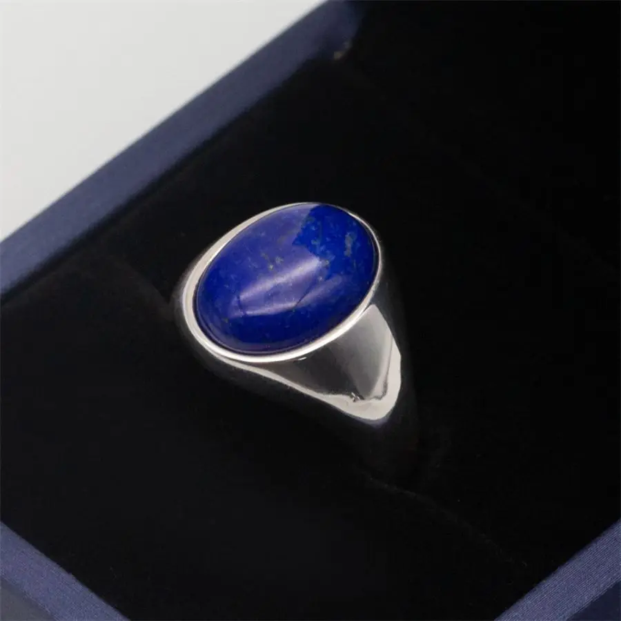 925 Sterling Silver Stone Made rings Men Vintage Blue Natural Lapis Lazuli Stone Handmade Silver Man Hand Male Female rings