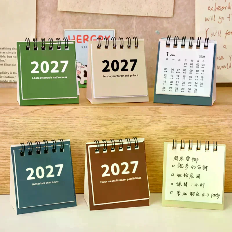 2027 Desk Calendar Mini Portable Travel Calendars Perfect For Home Office School Daily Schedule Planning Home Decor